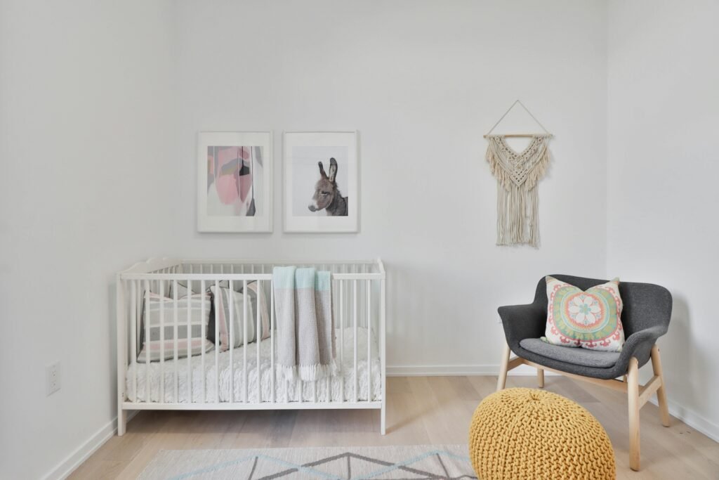 a bedroom with a bed and a chair in a room a bedroom with a bed and a chair in a room