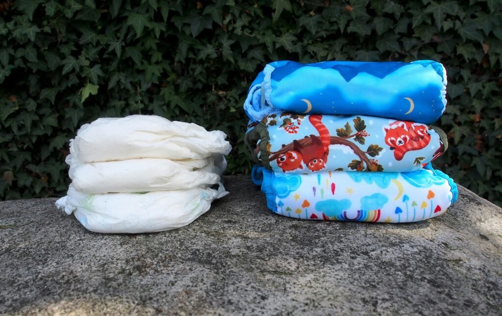 a pile of diapers sitting on top of a rock a pile of diapers sitting on top of a rock