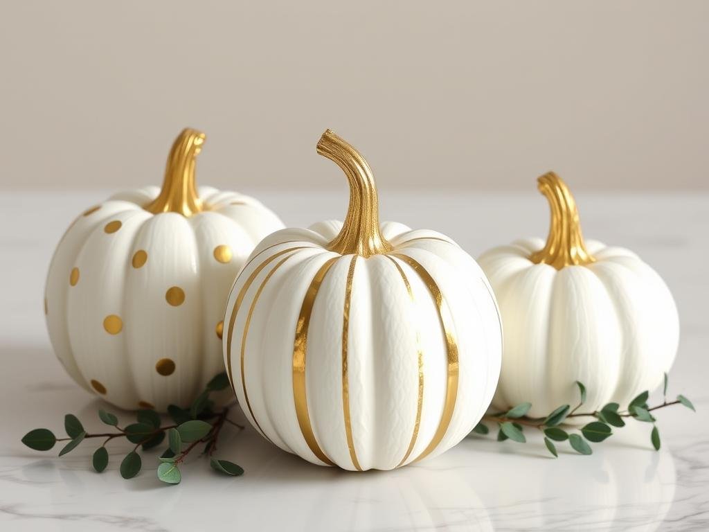 DIY Gold Leaf Pumpkins made with Dollar Store foam pumpkins and gold leaf sheets